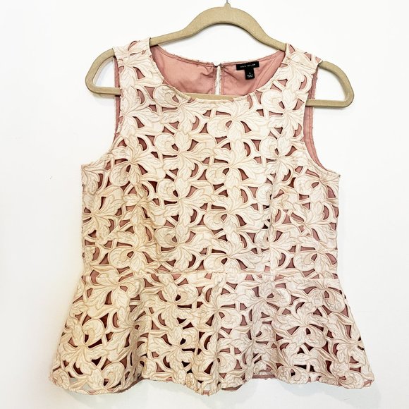 Ann Taylor Crochet Style Peplum Top - Small - Picture 1 of 3
